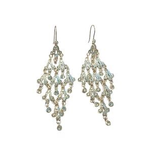 Vintage Clear Crystals Chandelier Dangle Earrings Silver Tone Hooks